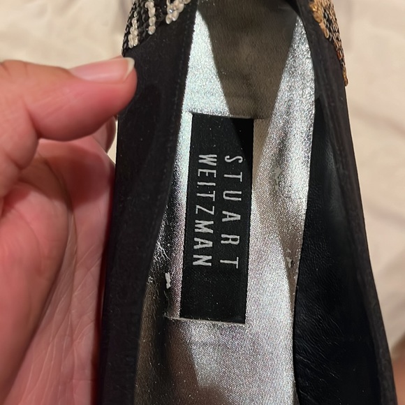Stuart Weitzman Tigereye Black Peau Heels - Picture 9 of 10